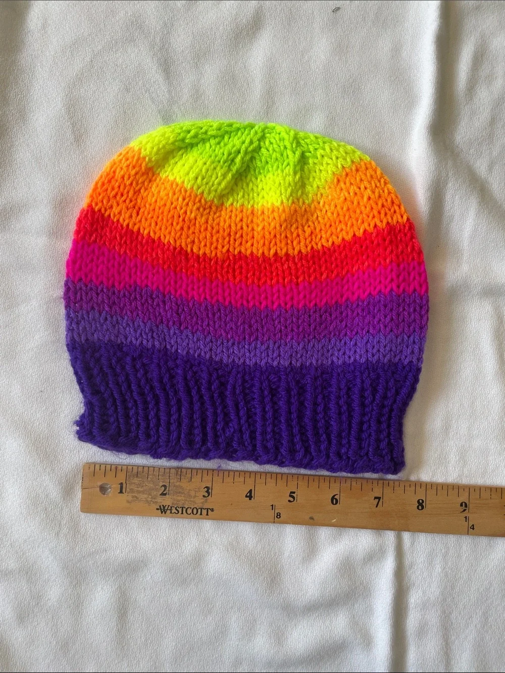 HANDMADE WOOL Hats Hand Knit Kids Rainbow Beanie Touk Winter Ski Fall